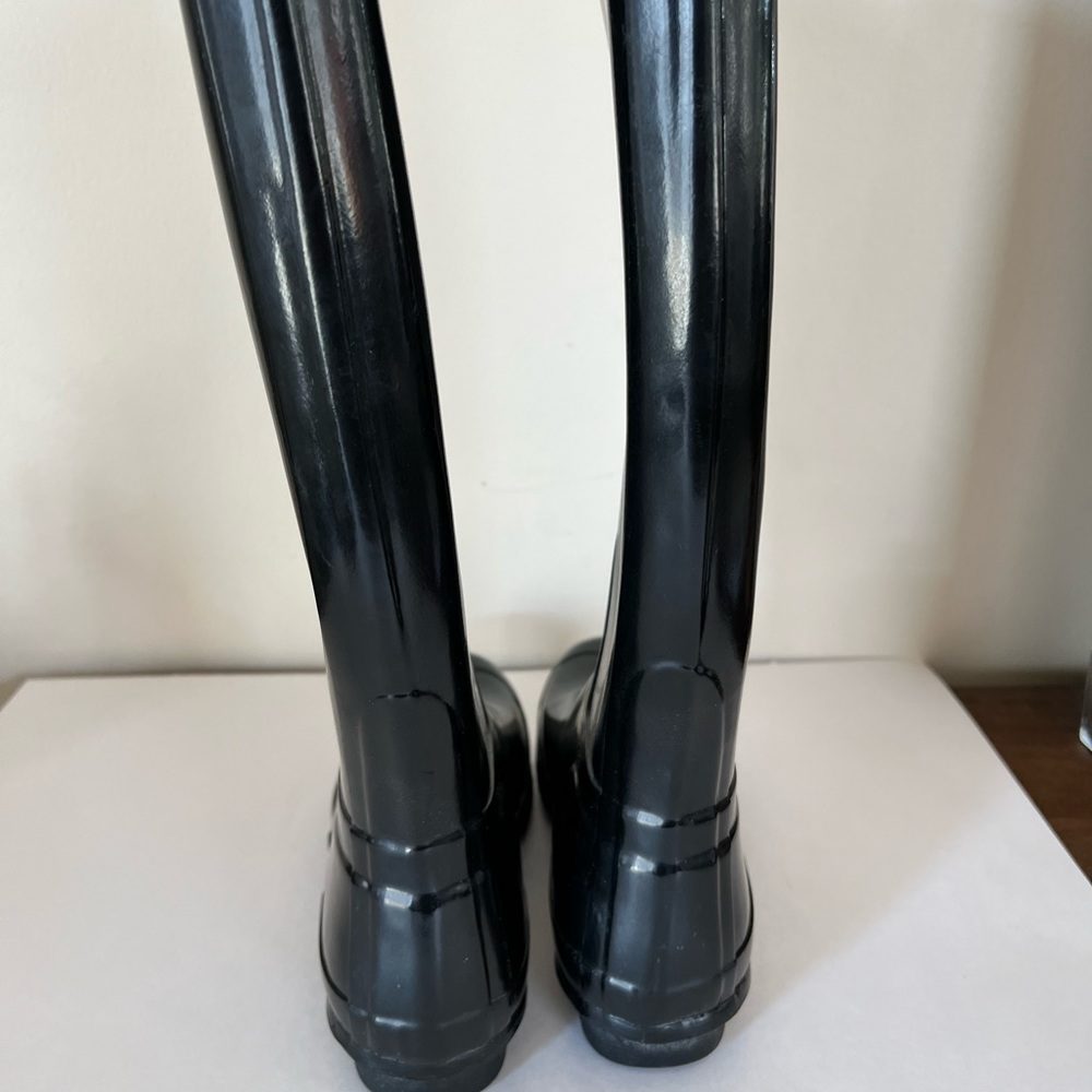 Hunter Original Tall Glossy Rain Boots Black Womens Size 8 Rubber Wellie Boots - Picture 3 of 5